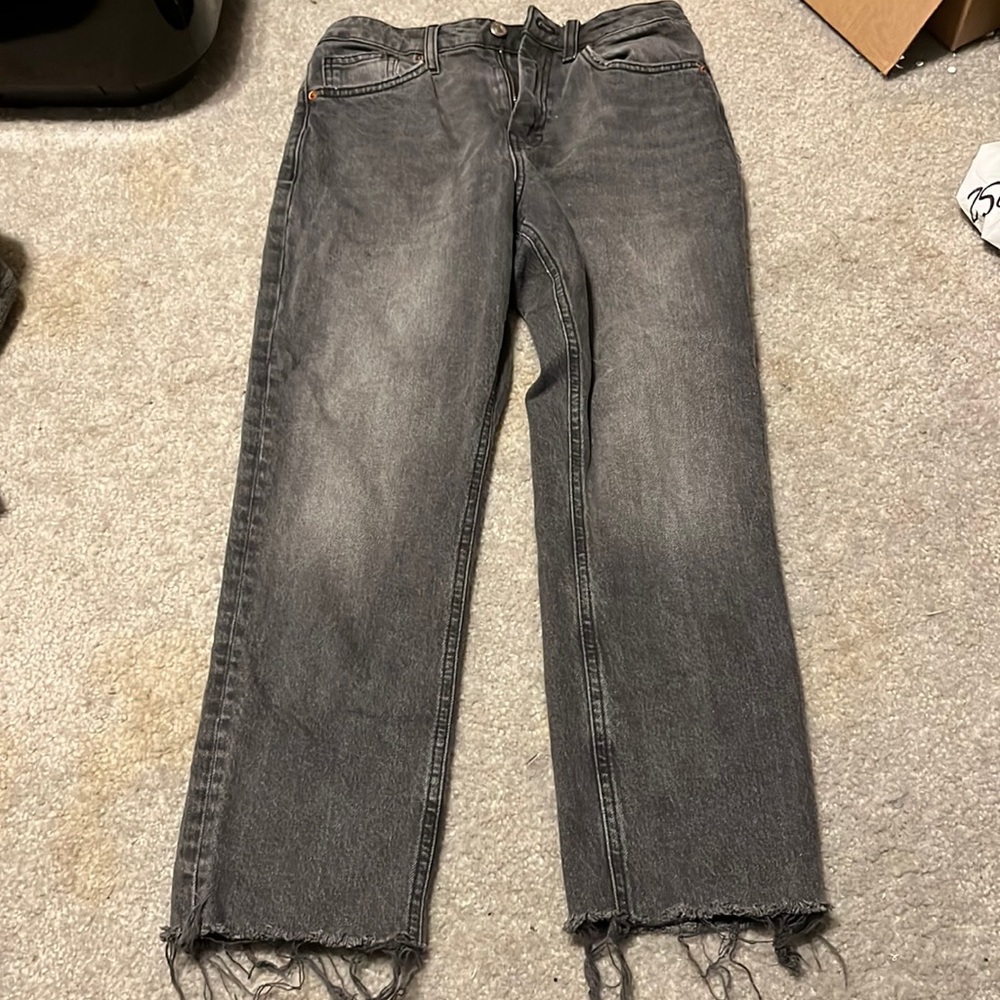 Topshop straight black jeans with raw hem size 28x30